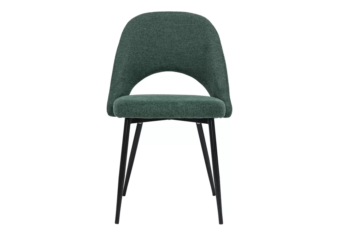 Miliboo Chaises vintage en tissu effet velours texturé vert et métal noir (lot de 2) COSETTE