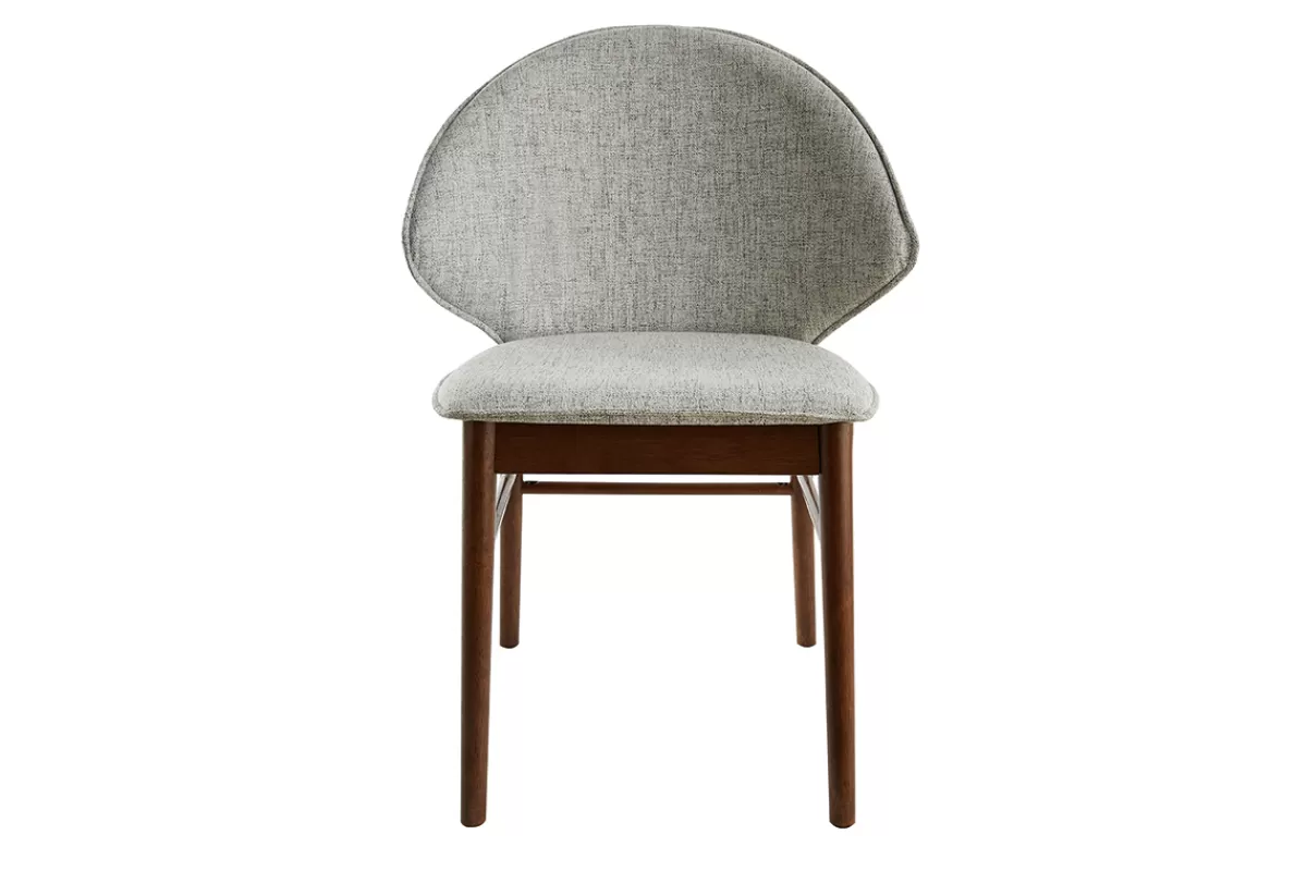 Miliboo Chaises vintage en tissu gris clair et bois foncé (lot de 2) SPIKE