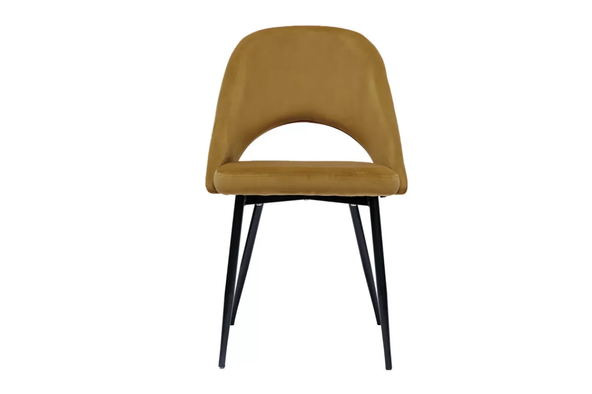 Miliboo Chaises vintage en tissu velours bronze et métal noir (lot de 2) COSETTE