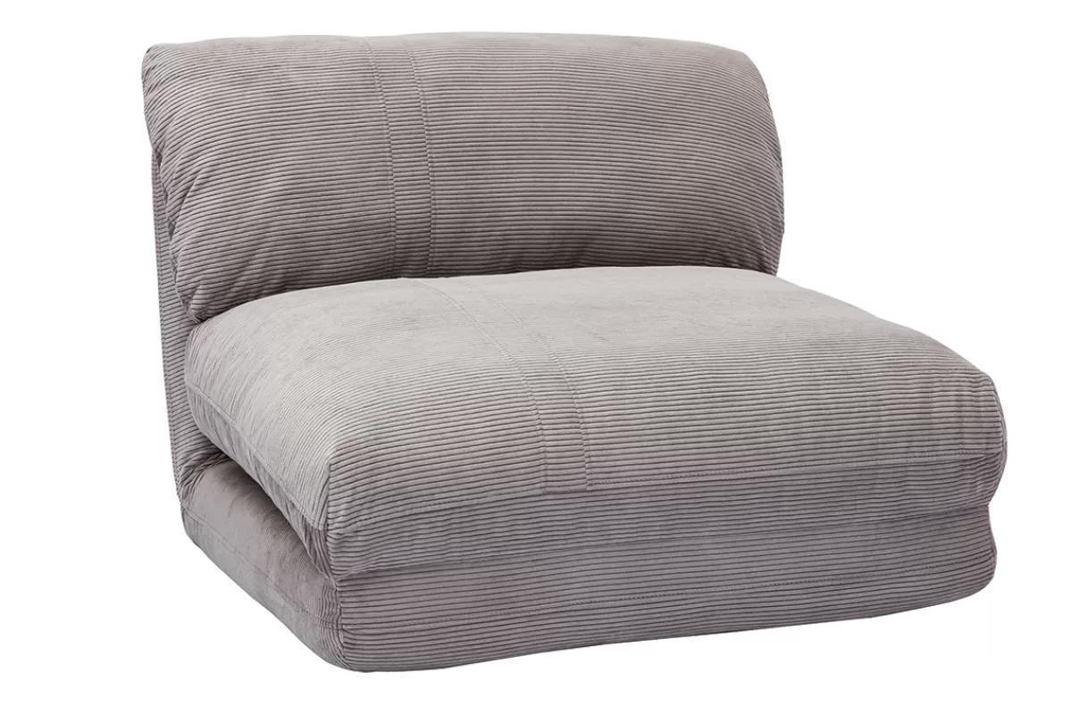 Miliboo Chauffeuse 1 place convertible en tissu velours côtelé gris clair SPENCER