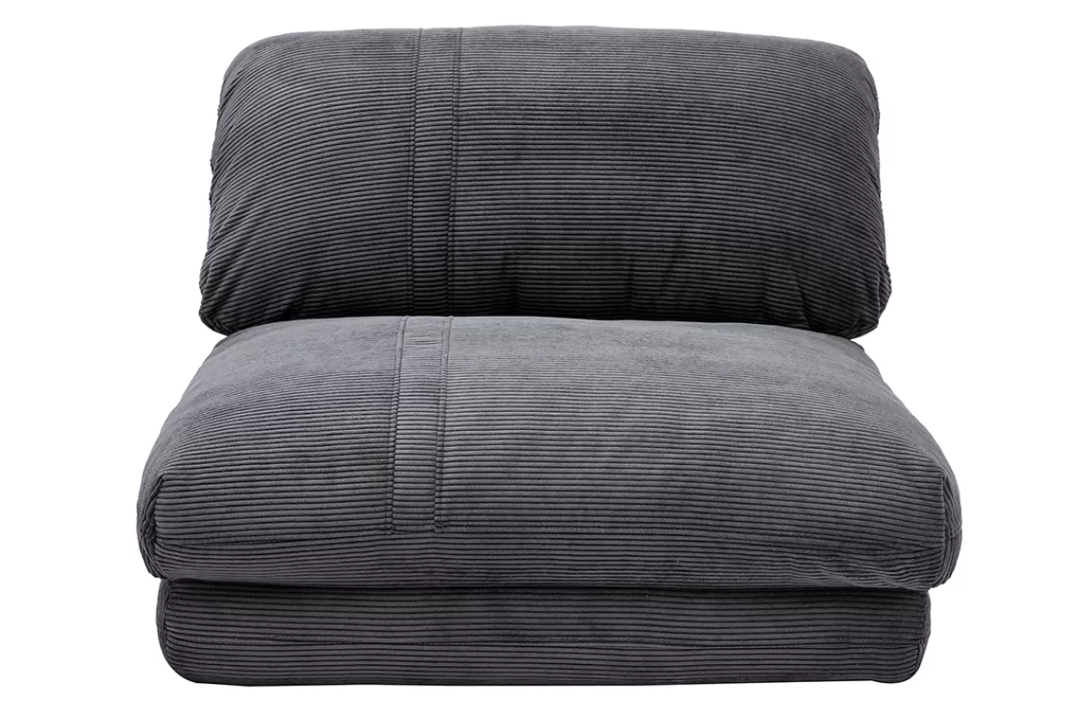 Miliboo Chauffeuse 1 place convertible en tissu velours côtelé gris foncé SPENCER