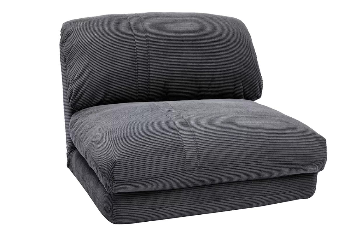 Miliboo Chauffeuse 1 place convertible en tissu velours côtelé gris foncé SPENCER