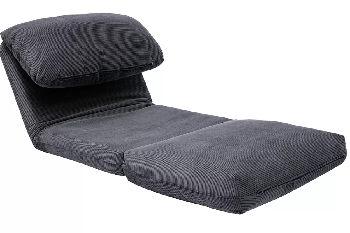 Miliboo Chauffeuse 1 place convertible en tissu velours côtelé gris foncé SPENCER