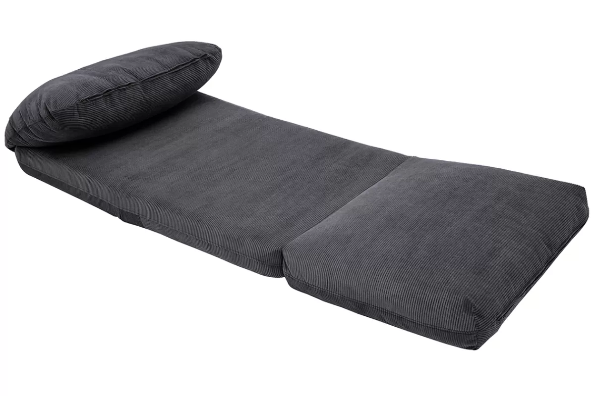 Miliboo Chauffeuse 1 place convertible en tissu velours côtelé gris foncé SPENCER