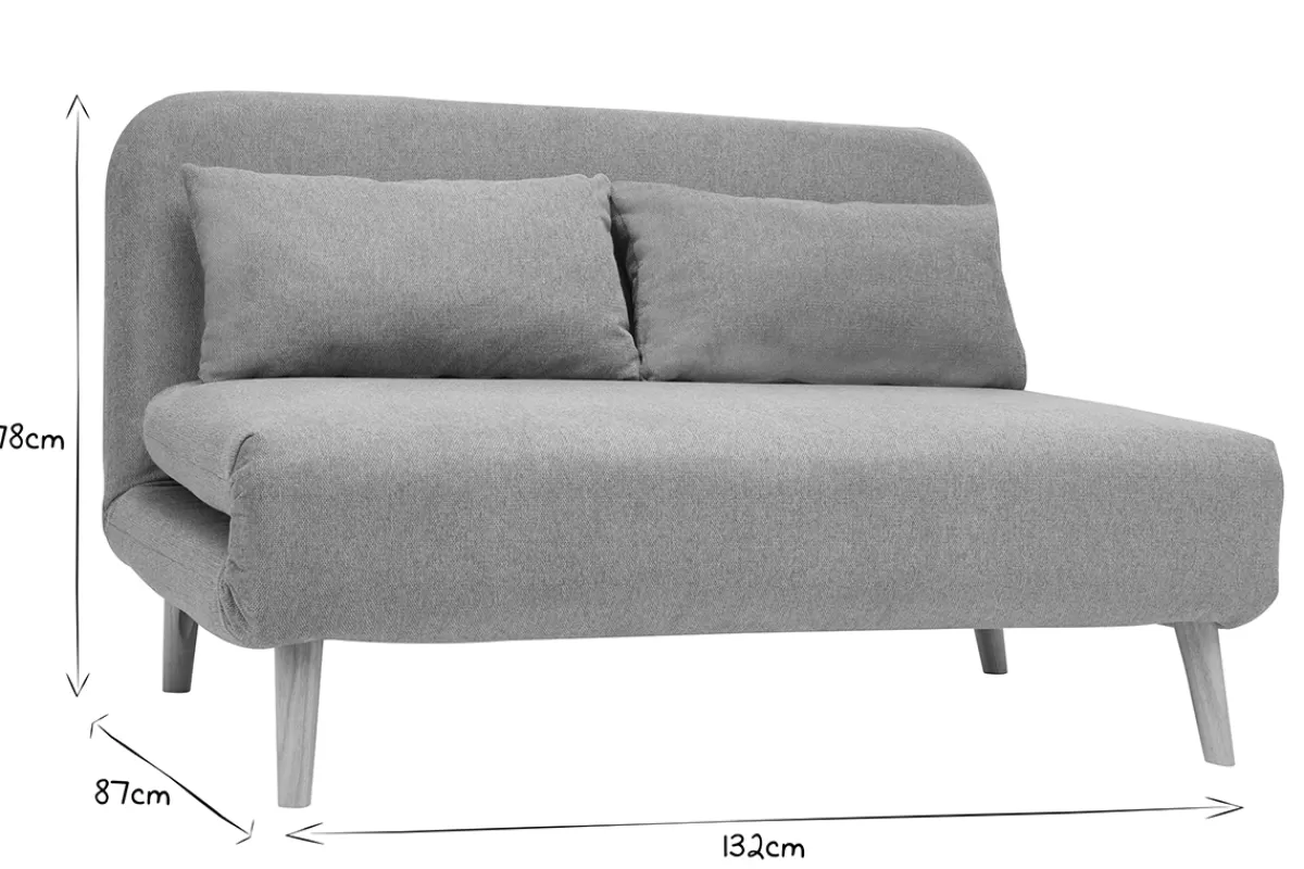 Miliboo Chauffeuse 2 places convertible en tissu effet velours texturé terracotta et bois clair AMIKO