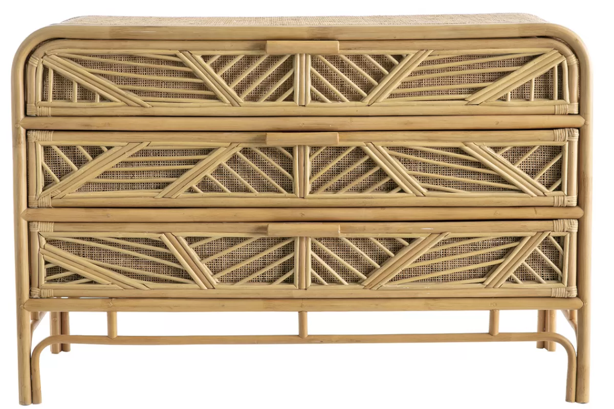 Miliboo Commode vintage en rotin 3 tiroirs L120 cm GALON