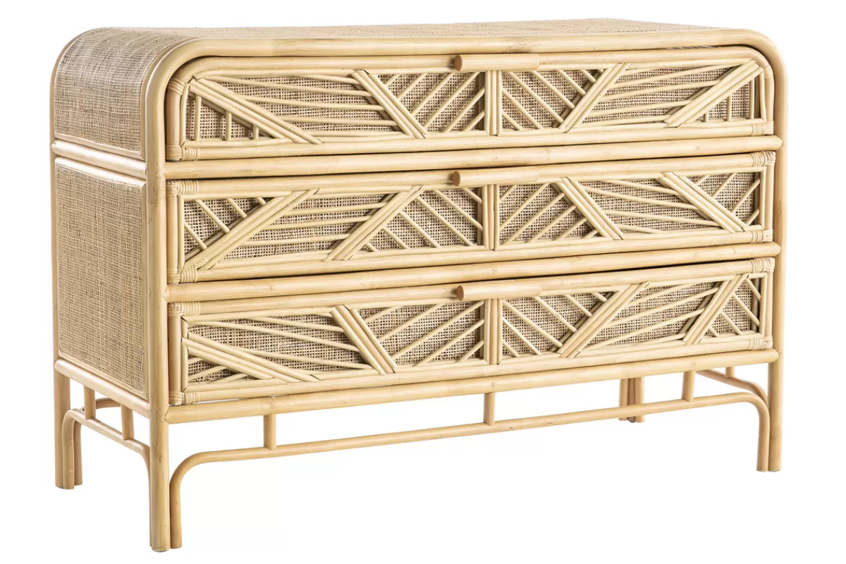 Miliboo Commode vintage en rotin 3 tiroirs L120 cm GALON