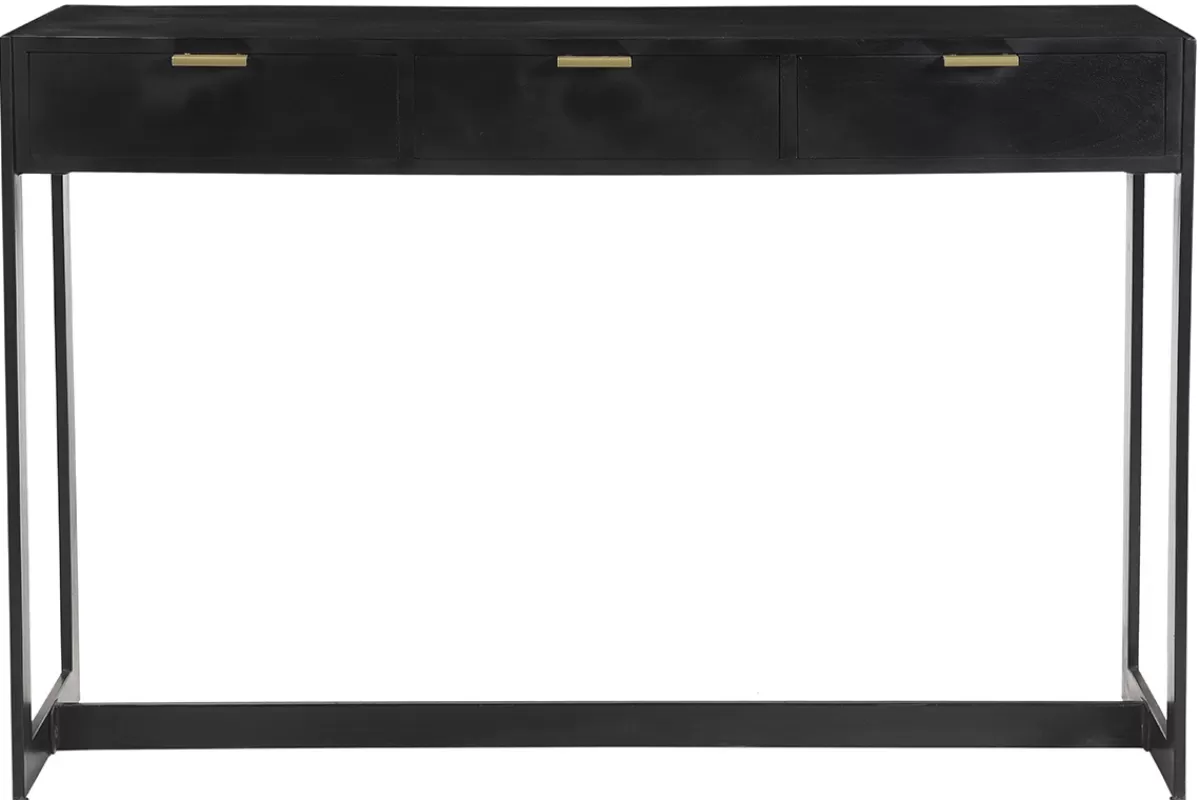 Miliboo Console design avec rangements 3 tiroirs noire et métal L115 cm AVIDAN