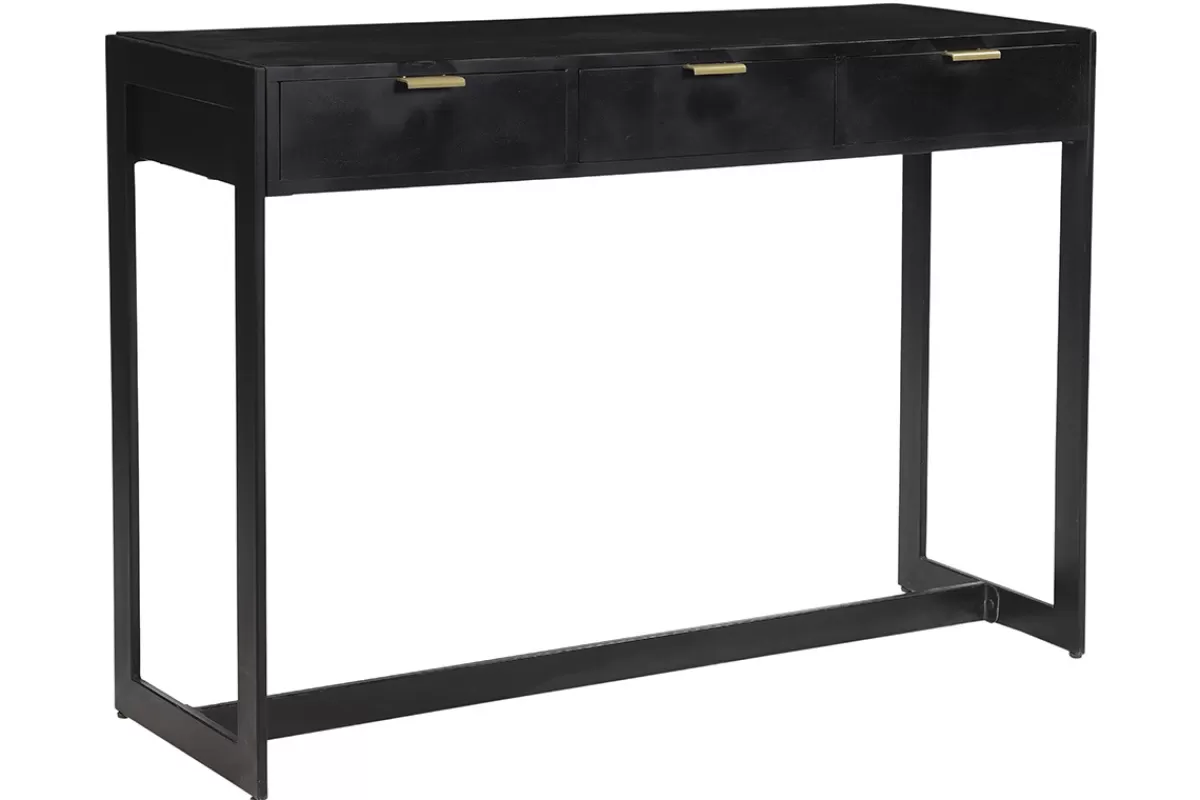 Miliboo Console design avec rangements 3 tiroirs noire et métal L115 cm AVIDAN