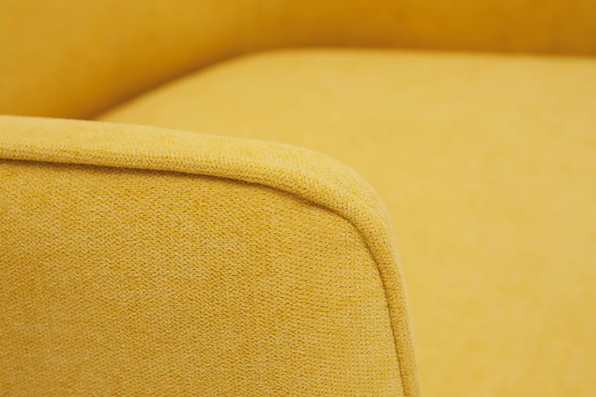 Miliboo Fauteuil design en tissu effet velours jaune moutarde et métal noir LAURENS