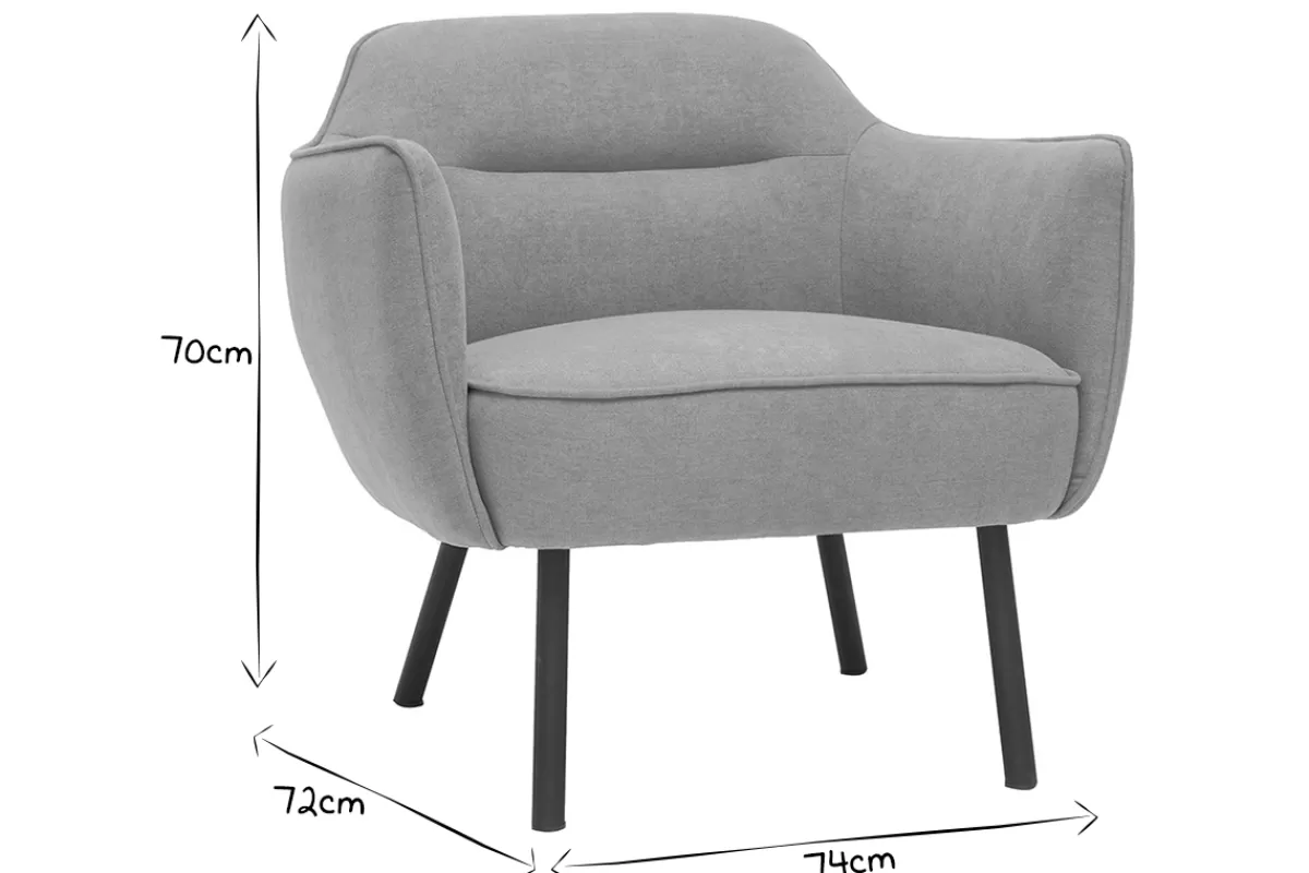 Miliboo Fauteuil design en tissu effet velours jaune moutarde et métal noir LAURENS