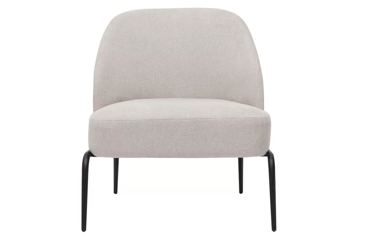Miliboo Fauteuil design en tissu effet velours texturé beige et métal noir BREGO