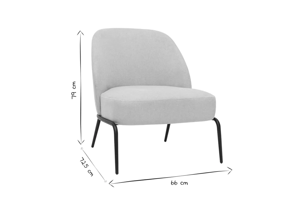 Miliboo Fauteuil design en tissu effet velours texturé beige et métal noir BREGO
