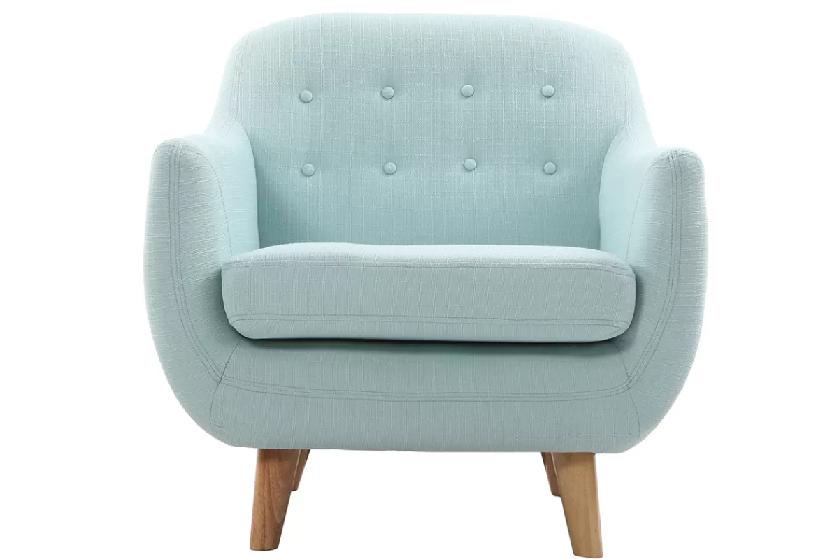 Miliboo Fauteuil déhoussable scandinave en tissu menthe à l'eau et bois clair YNOK