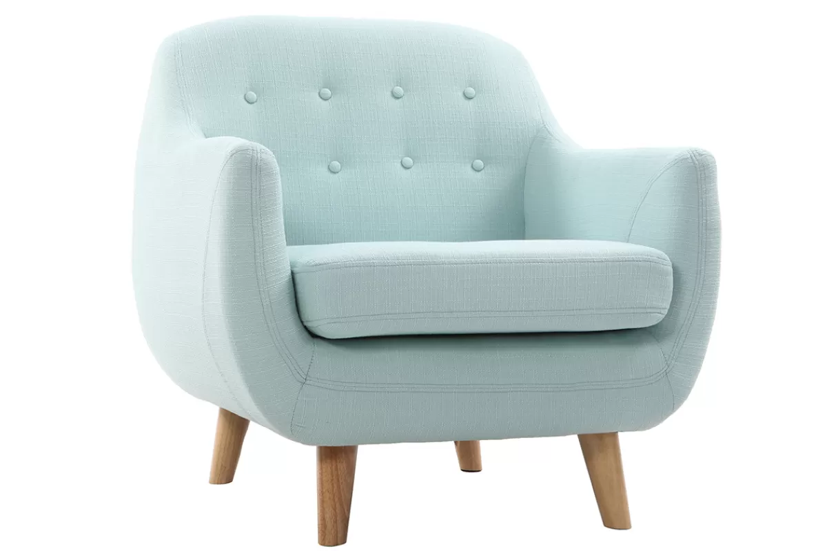 Miliboo Fauteuil déhoussable scandinave en tissu menthe à l'eau et bois clair YNOK