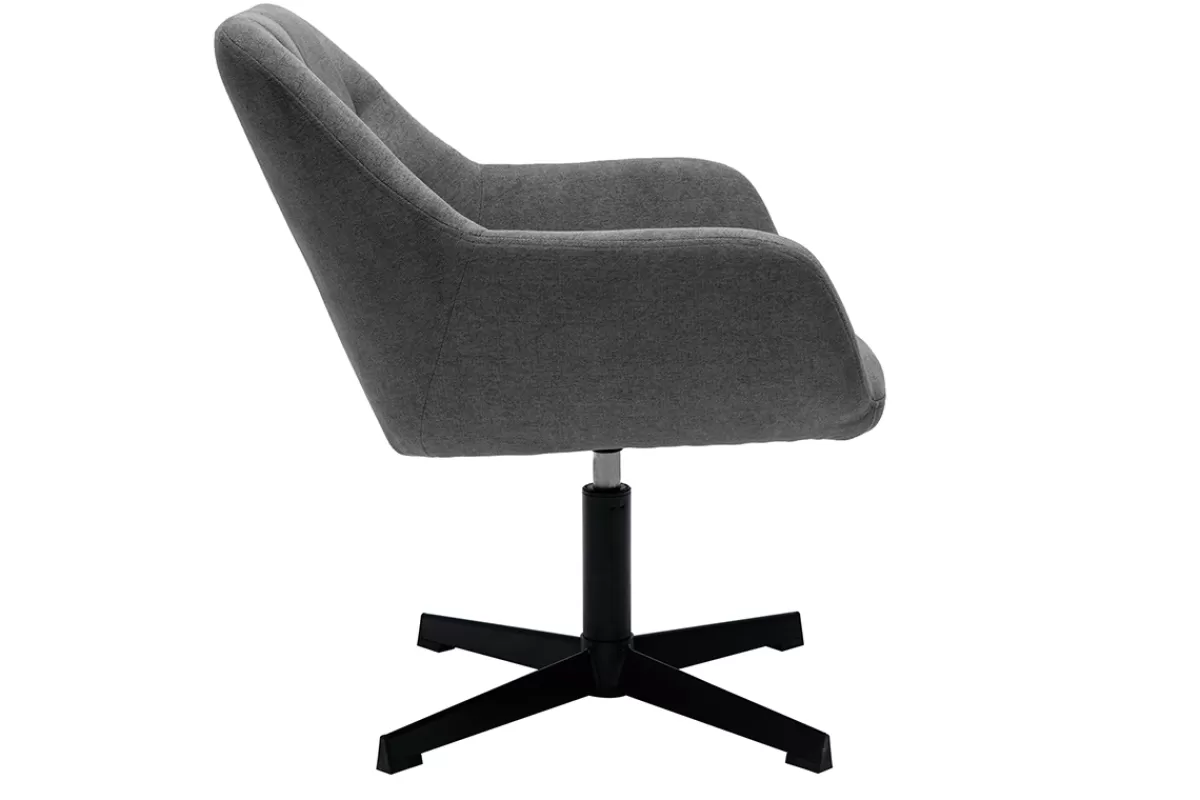 Miliboo Fauteuil pivotant design en tissu effet velours gris et métal noir DARWIN