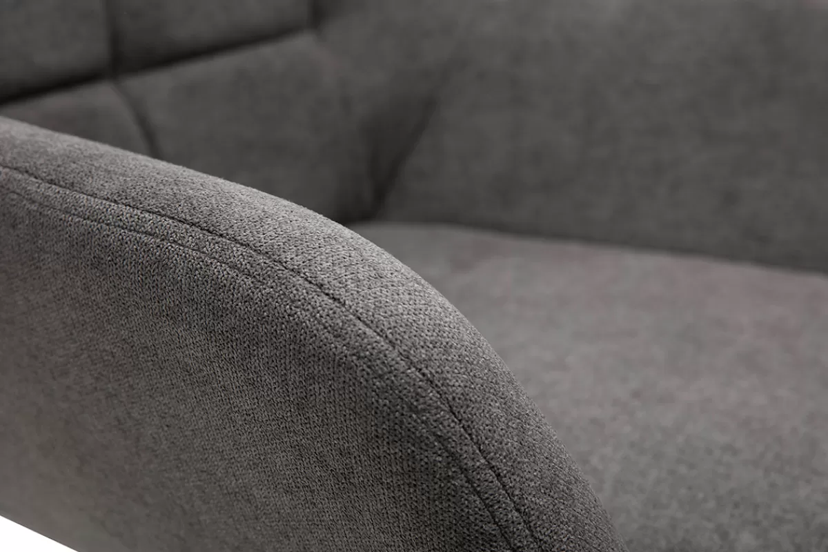 Miliboo Fauteuil pivotant design en tissu effet velours gris et métal noir DARWIN
