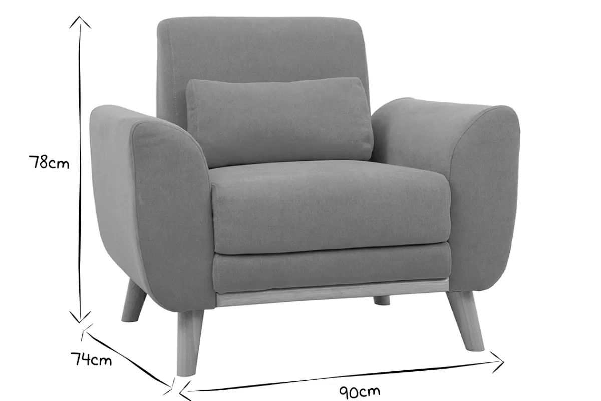 Miliboo Fauteuil scandinave en tissu effet velours jaune moutarde et bois clair EKTOR