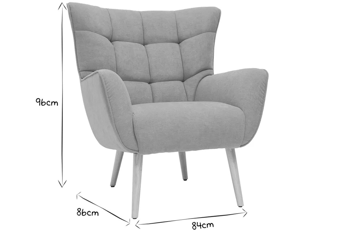 Miliboo Fauteuil scandinave en tissu effet velours jaune moutarde et bois clair AVERY