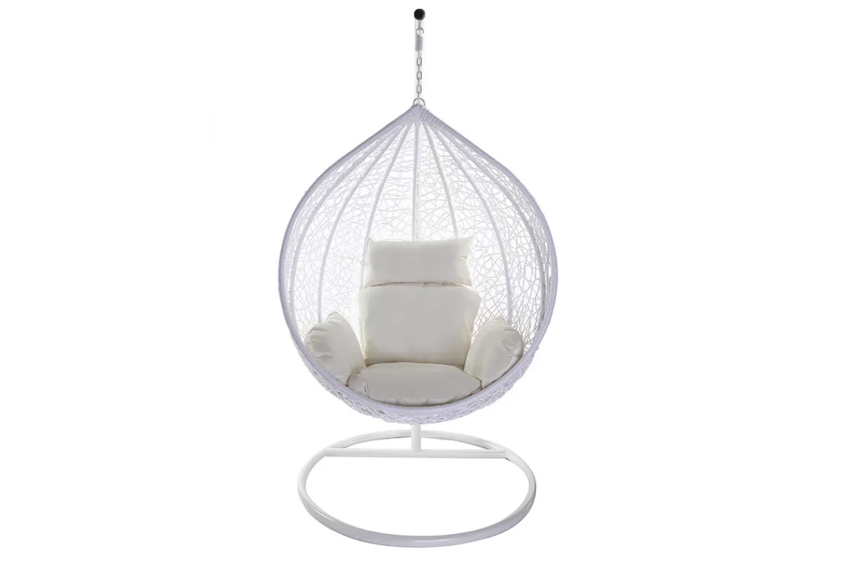 Miliboo Fauteuil suspendu blanc sur pied en résine et métal MOJO