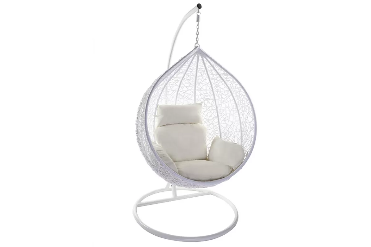 Miliboo Fauteuil suspendu blanc sur pied en résine et métal MOJO