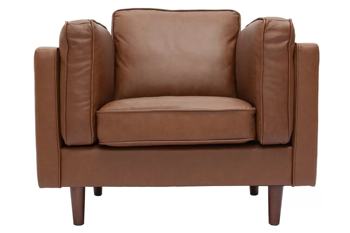 Miliboo Fauteuil vintage cuir marron BRADLEY