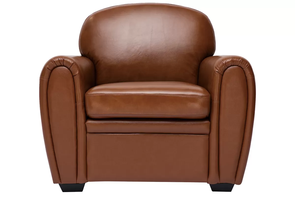 Miliboo Fauteuil vintage cuir marron CLUB
