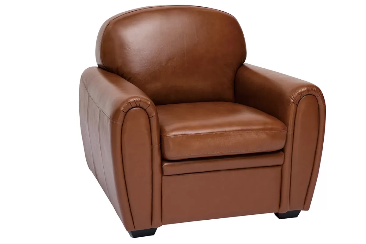 Miliboo Fauteuil vintage cuir marron CLUB