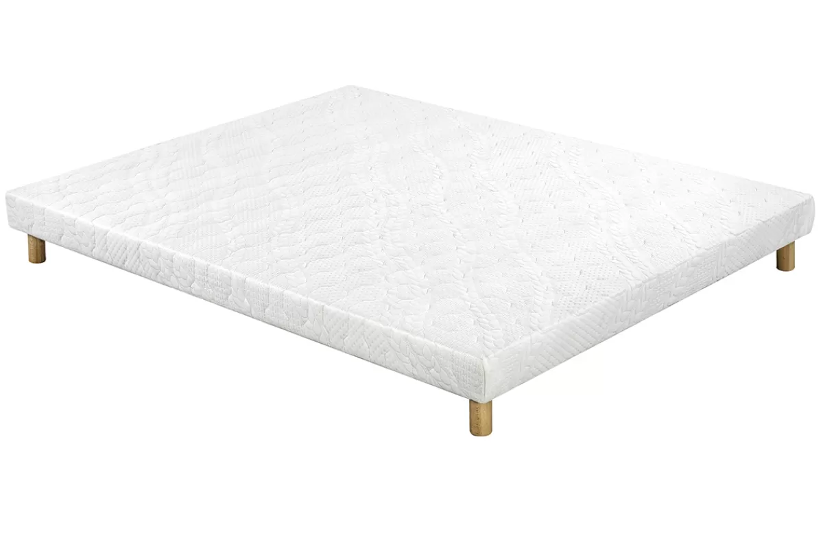 Miliboo Lit 2 places 140x200 cm avec sommier tapissier et matelas avec accueil mousse mémoire de forme BENJI