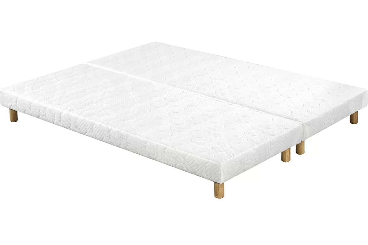 Miliboo Lit 2 places 180x200 cm avec sommiers tapissiers et matelas avec accueil mousse à mémoire de forme BENJI