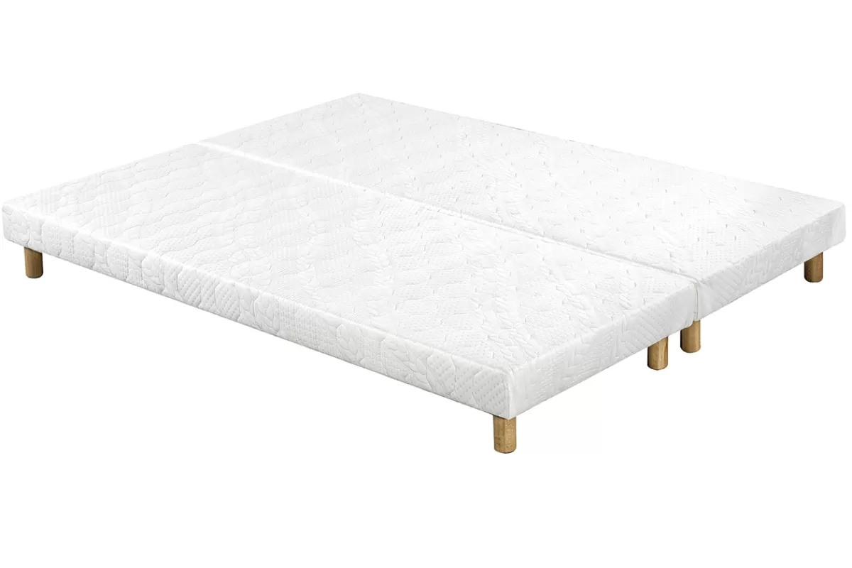 Miliboo Lit 2 places 160x200 cm avec sommiers tapissiers et matelas avec accueil mousse mémoire de forme BENJI