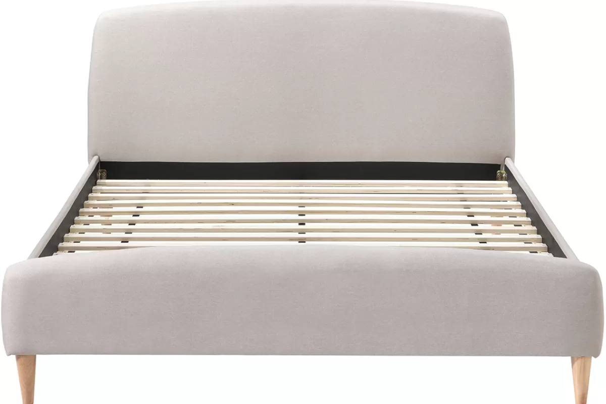 Miliboo Lit 2 places 160x200cm en tissu beige NIELS