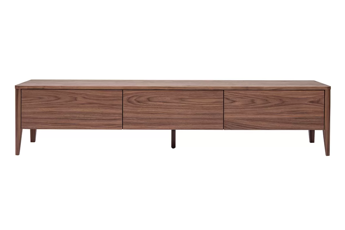 Miliboo Meuble TV bois foncé noyer 3 tiroirs L180 cm BENJA