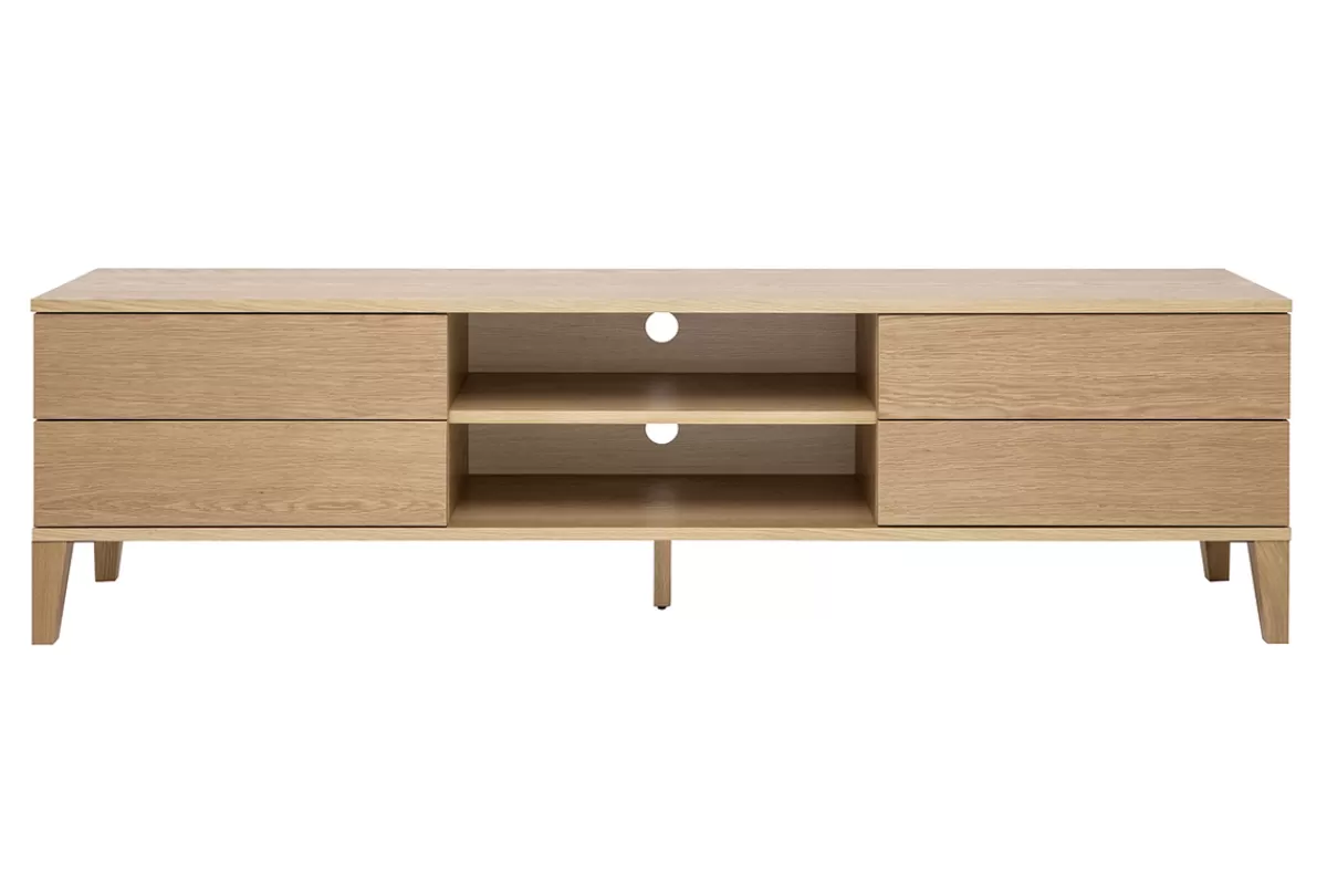 Miliboo Meuble TV scandinave bois clair chêne 4 tiroirs L180 cm FREDDY