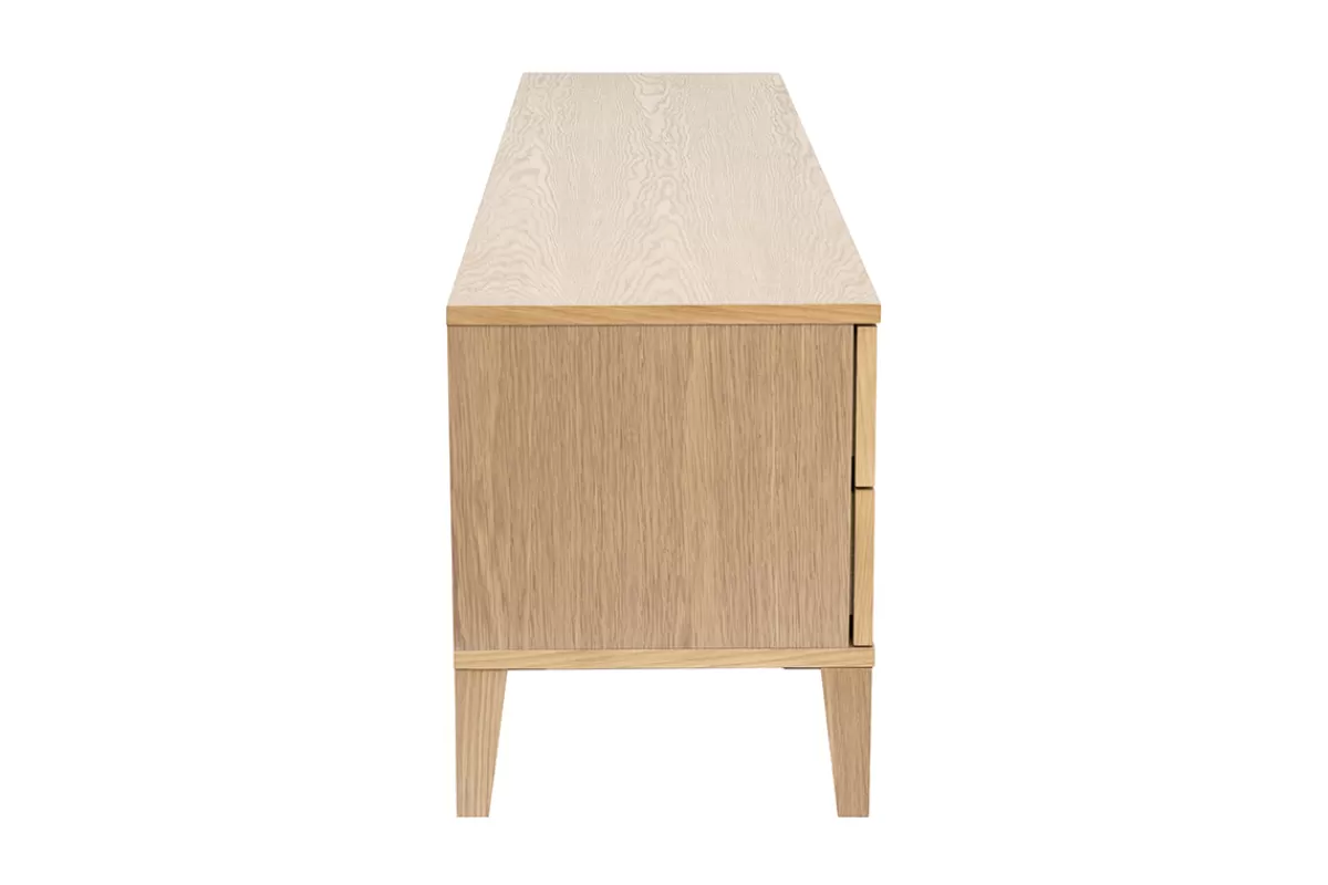 Miliboo Meuble TV scandinave bois clair chêne 4 tiroirs L180 cm FREDDY