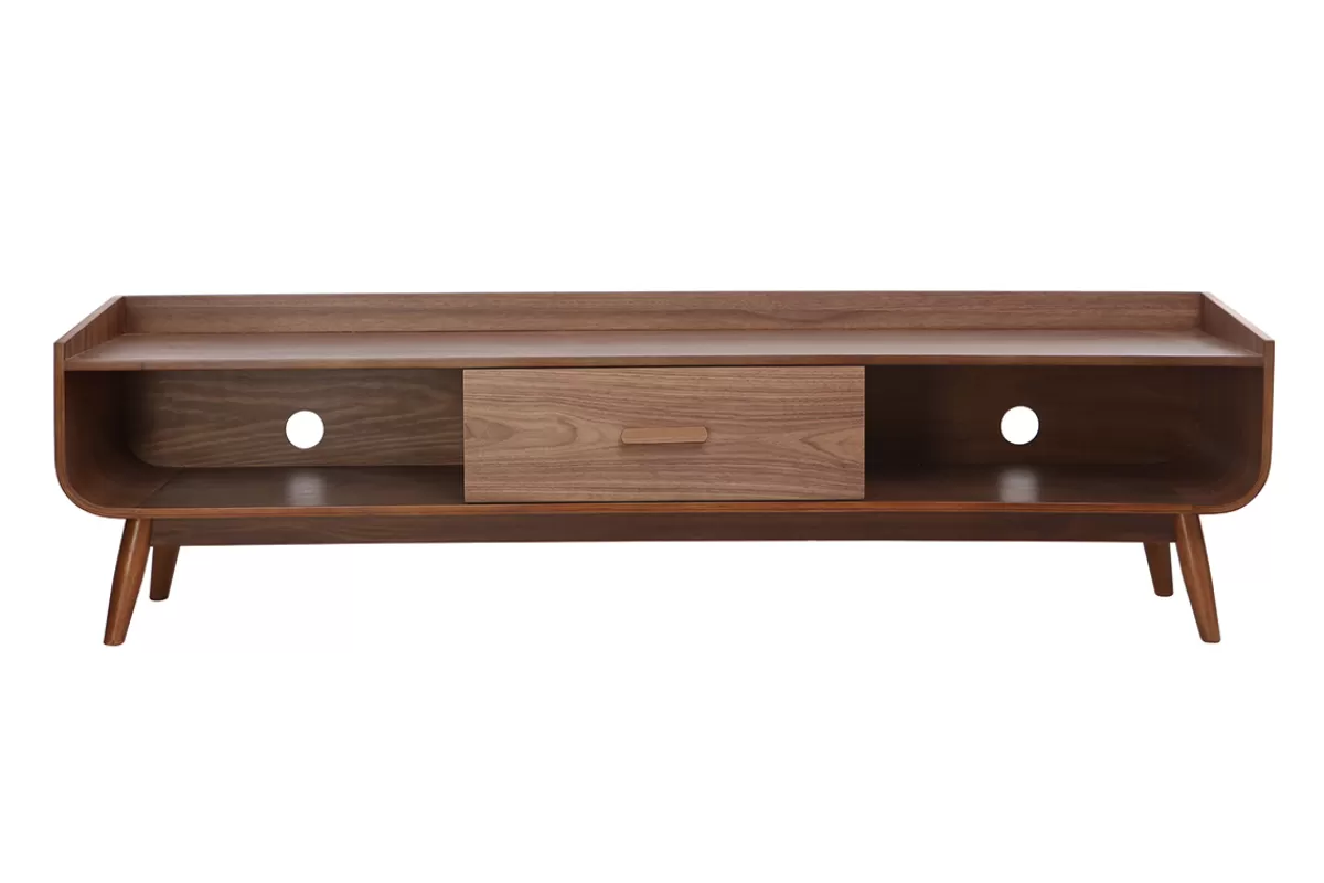 Miliboo Meuble TV vintage bois noyer 180 cm HALLEN