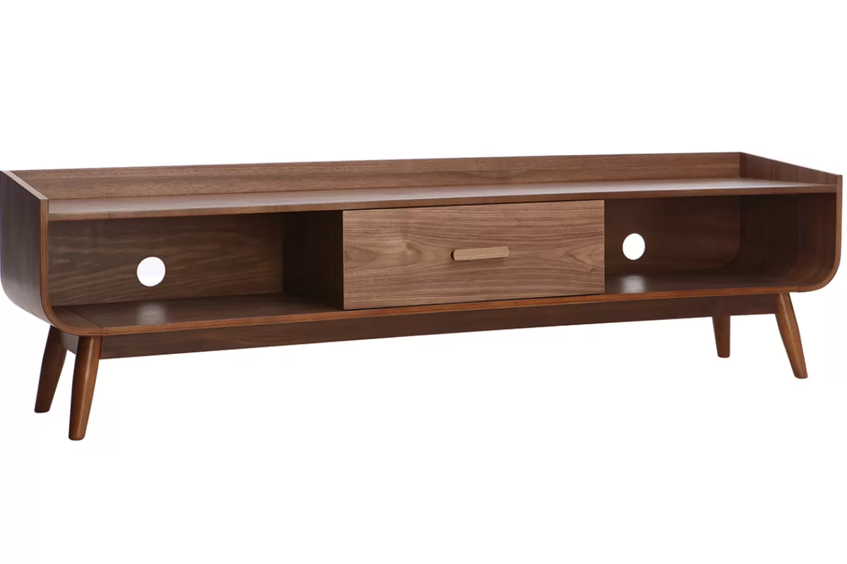 Miliboo Meuble TV vintage bois noyer 180 cm HALLEN
