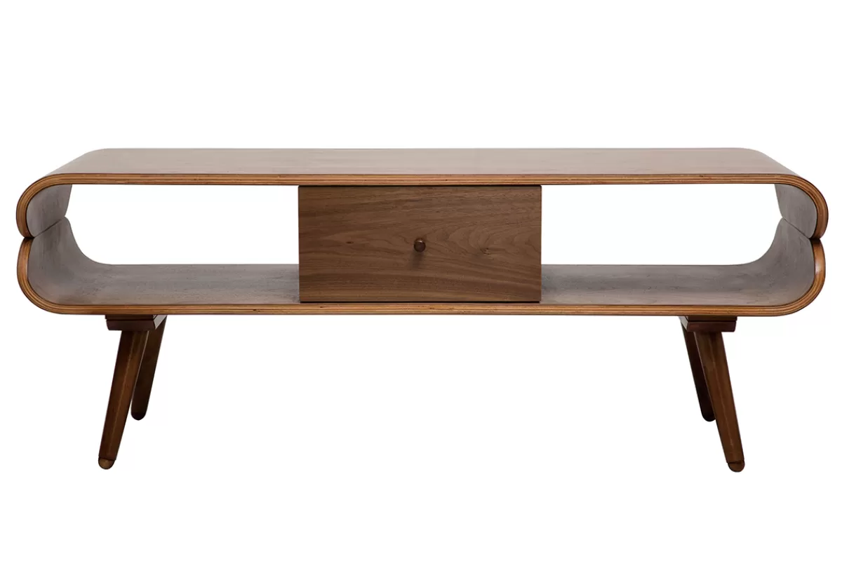 Miliboo Meuble TV vintage en bois foncé avec rangements L132 cm TAKLA