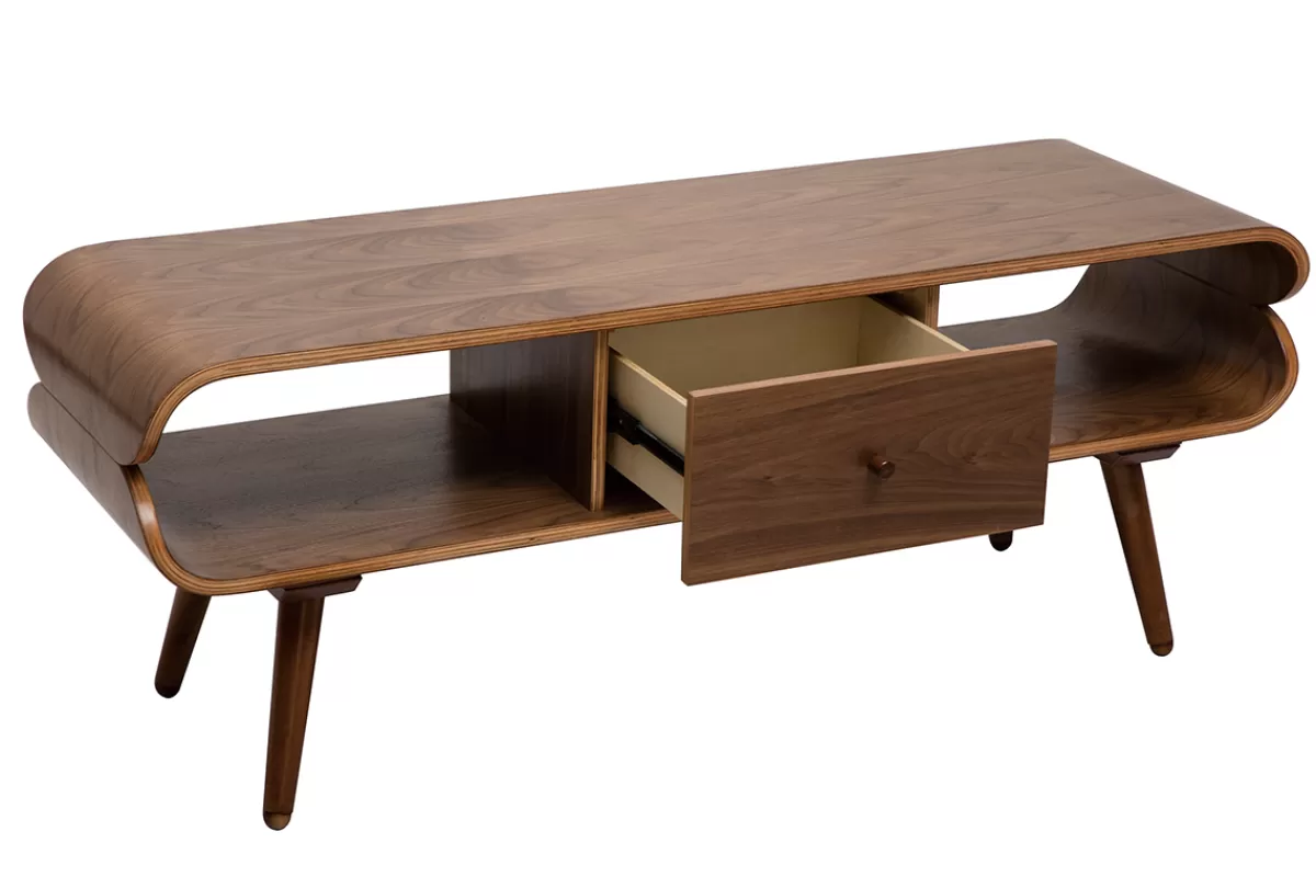 Miliboo Meuble TV vintage en bois foncé avec rangements L132 cm TAKLA