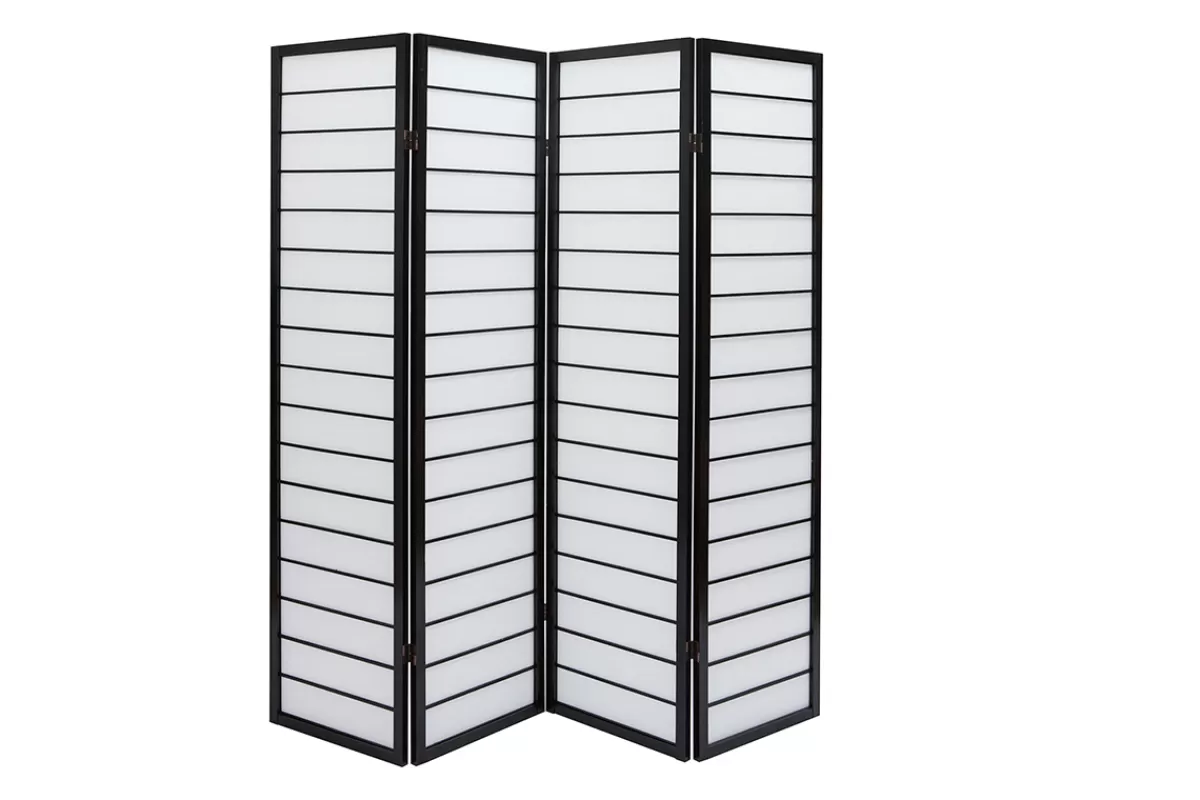 Miliboo Paravent japonais en bois noir et papier de riz L177 cm GIBON