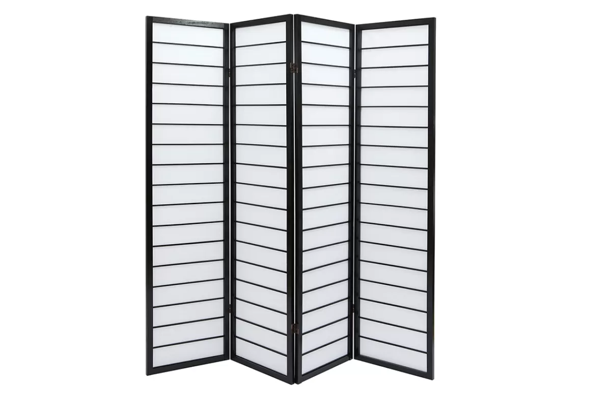 Miliboo Paravent japonais en bois noir et papier de riz L177 cm GIBON