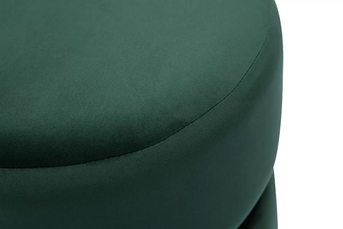 Miliboo Pouf rond en velours vert foncé et métal doré D40 cm JOY