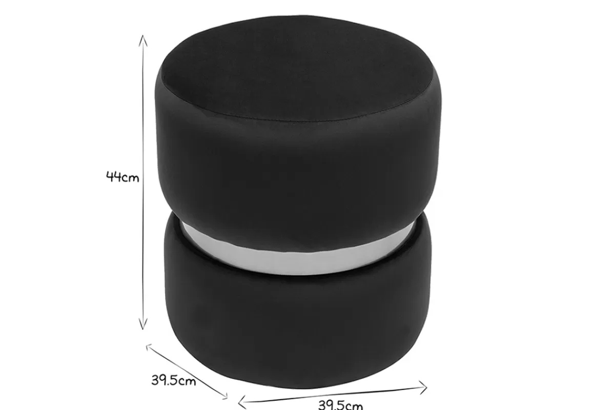 Miliboo Pouf rond en velours vert foncé et métal doré D40 cm JOY