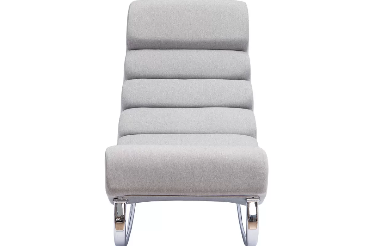 Miliboo Rocking chair design en tissu gris clair et acier chromé TAYLOR