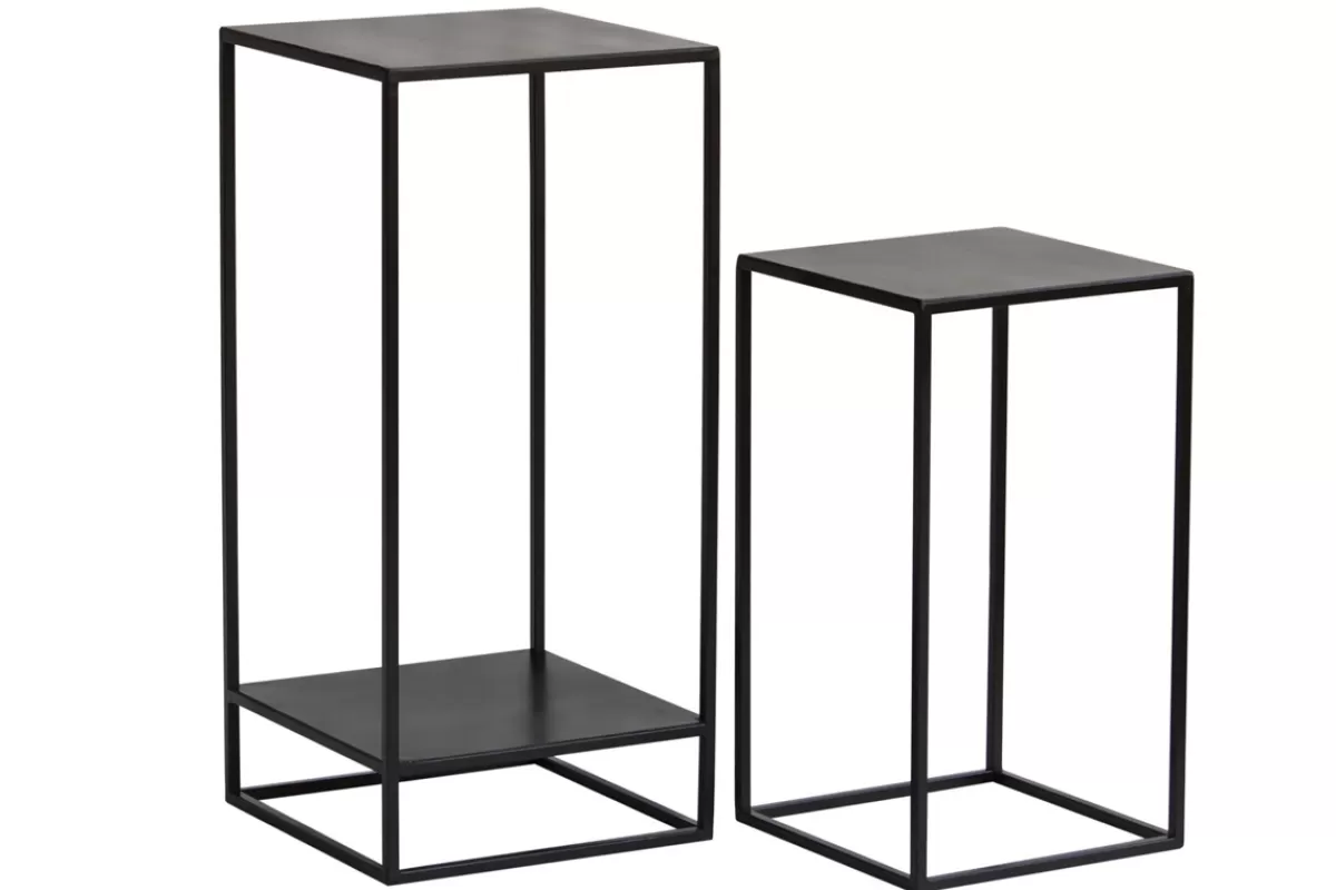 Miliboo Sellettes gigognes en métal noir L34 cm (lot de 2) IGGY
