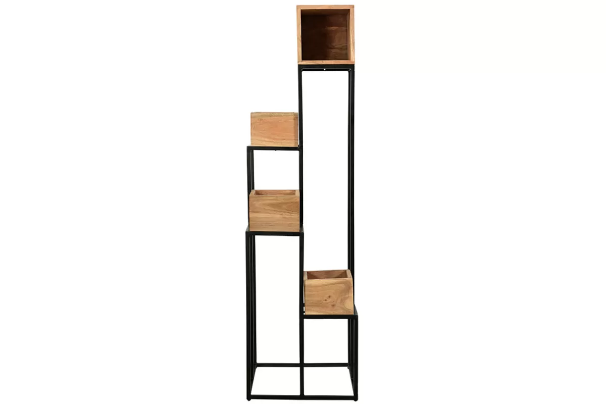 Miliboo Support de plantes en bois massif et métal noir L43 cm PIANO
