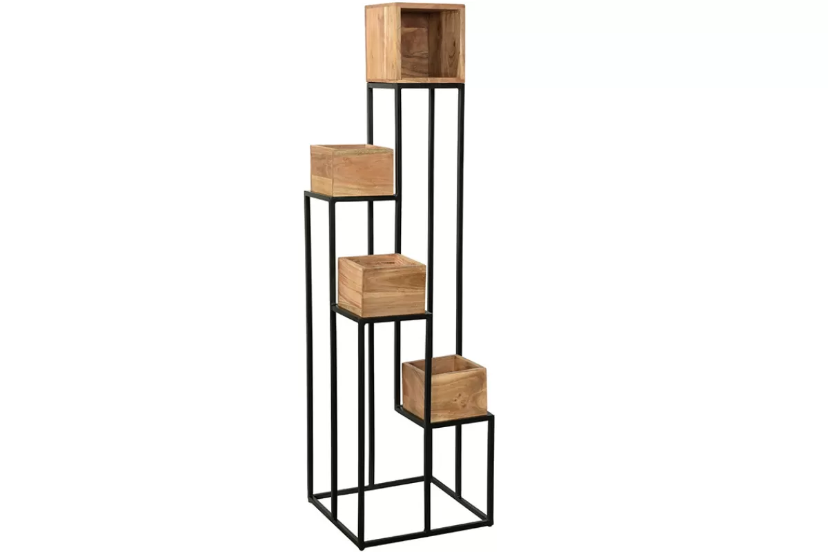 Miliboo Support de plantes en bois massif et métal noir L43 cm PIANO