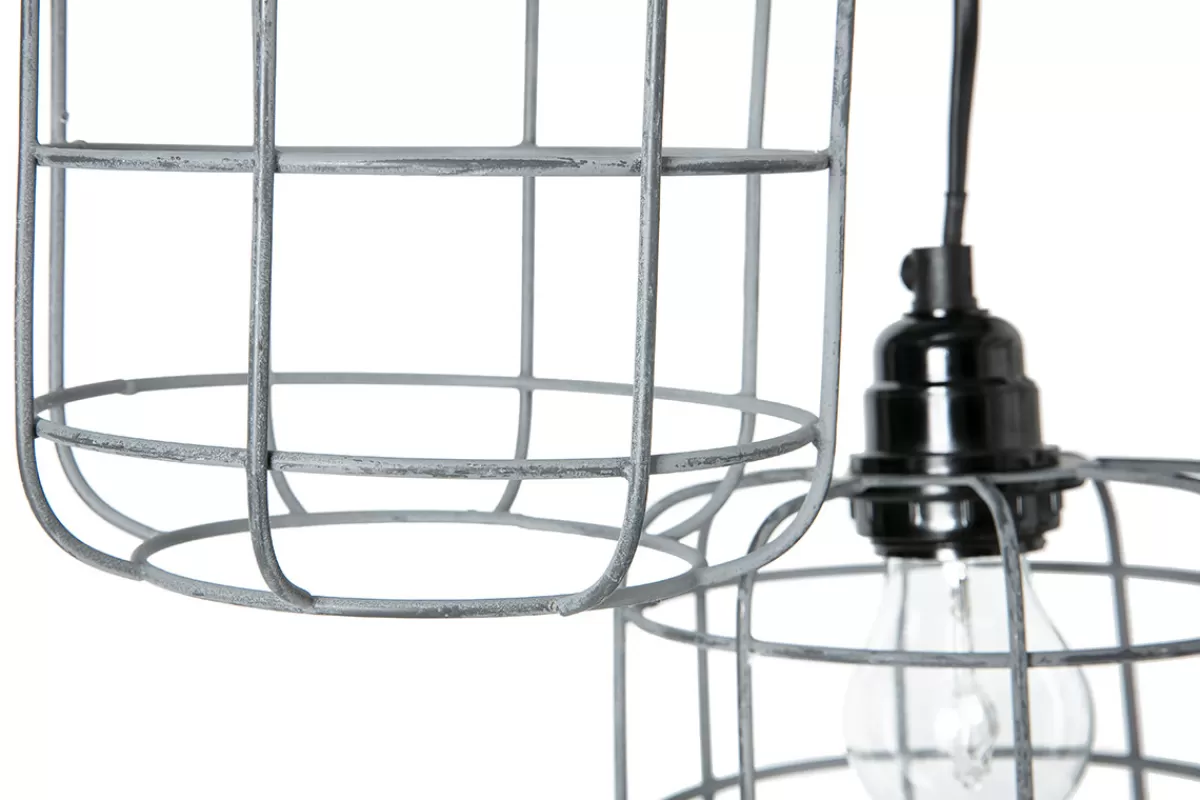 Miliboo Suspension industrielle 5 lampes étagées en métal patiné effet vieilli L30 cm LOFT
