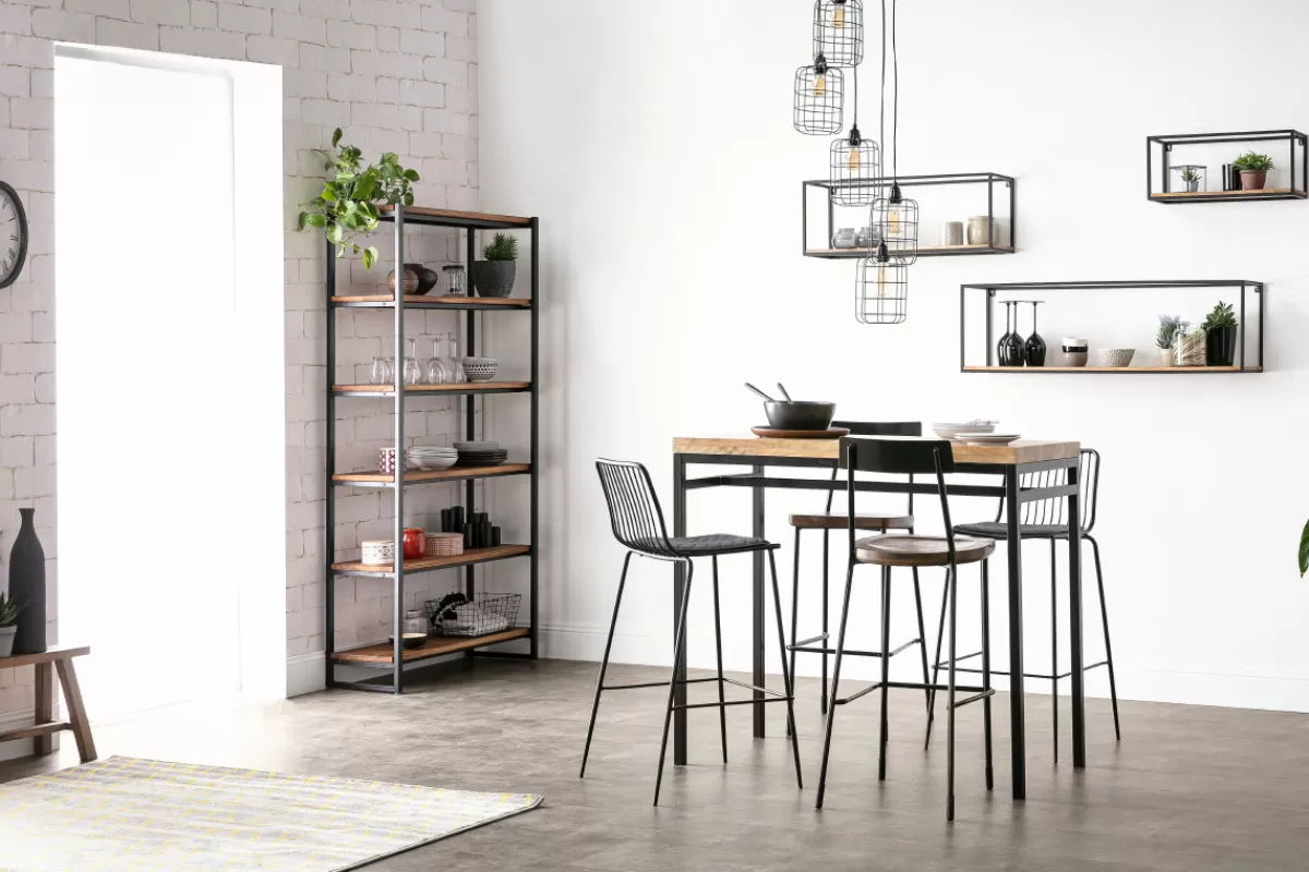 Miliboo Suspension industrielle 5 lampes étagées en métal patiné effet vieilli L30 cm LOFT