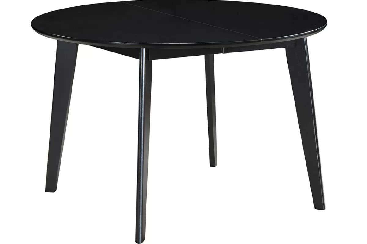 Miliboo Table à manger design extensible ronde noire L120-150 cm LEENA
